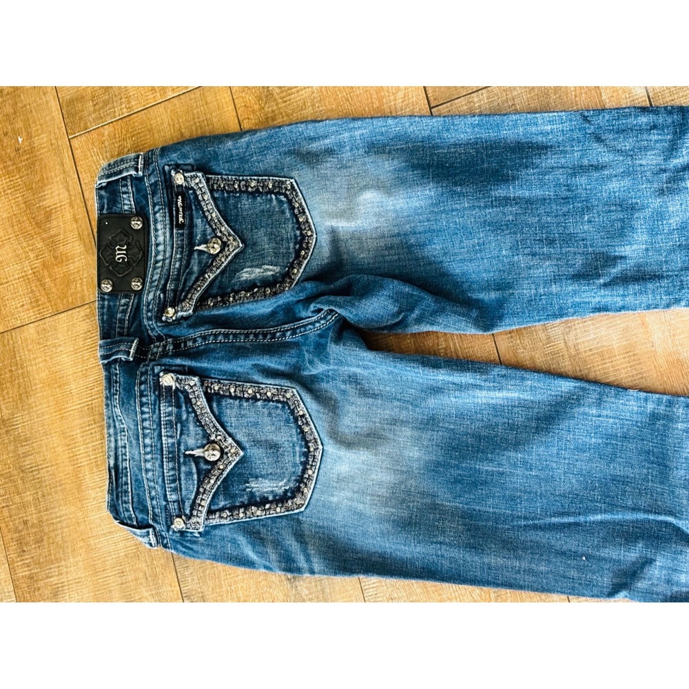 Miss Me JS5672B2 Bootcut Embellished Rhinestone Flap Pocket Jeans Blue Womens 30 - Picture 4 of 6